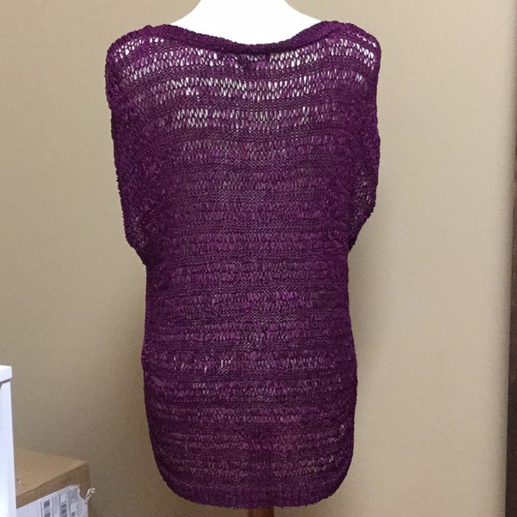 WHBM SHORT-SLEEVE OPEN-STITCH PULLOVER SWEATER - Picture 5 of 8